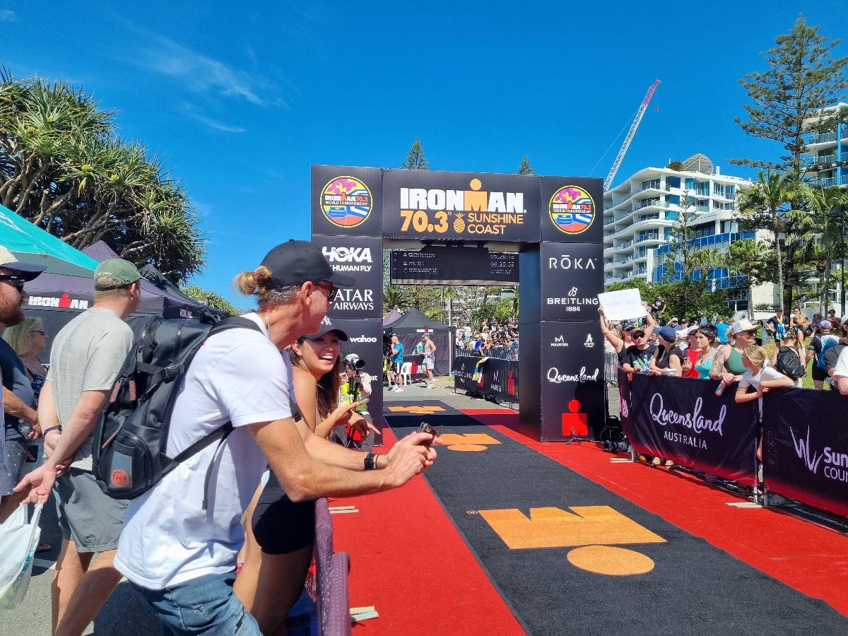 Sunshine Coast Ironman 70.3 finish line...
