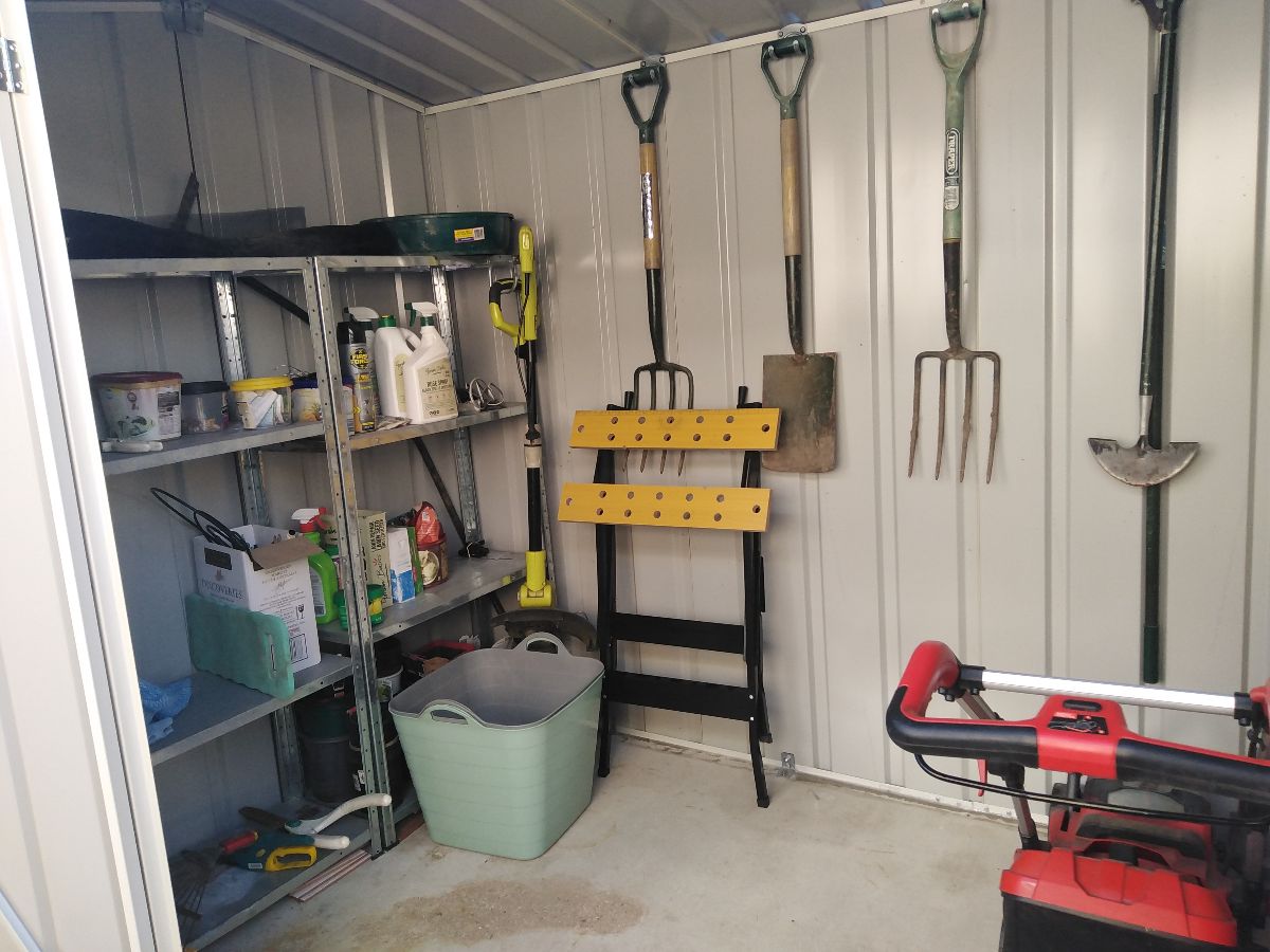 Inside the garden shed