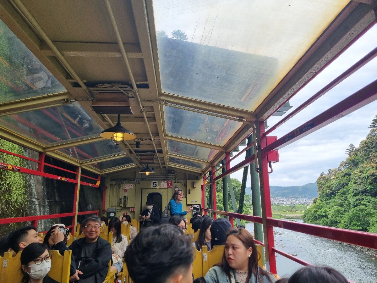 We took a trip on the Sagano Romantic Railway.