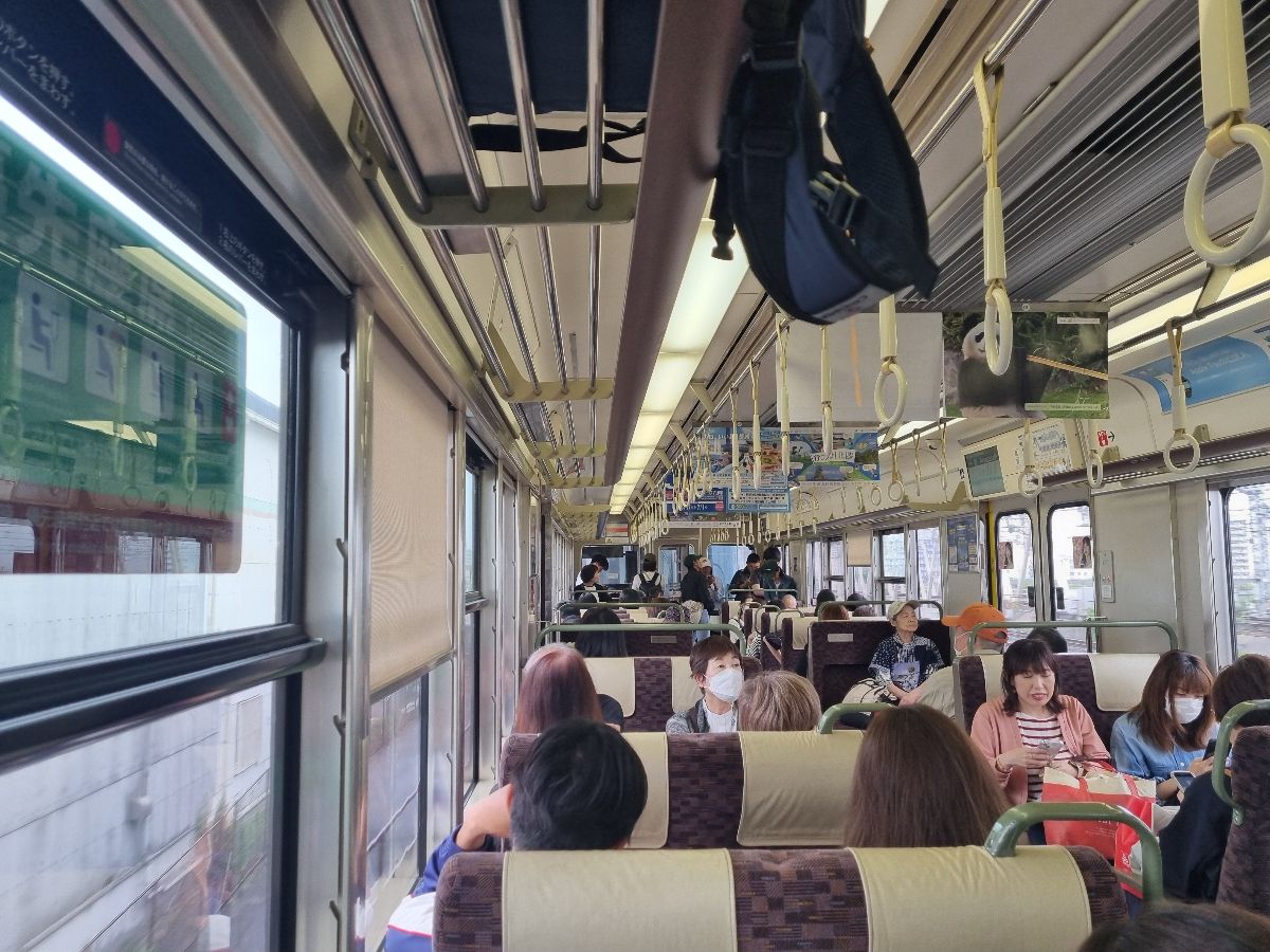 Taking a local train to Himeji