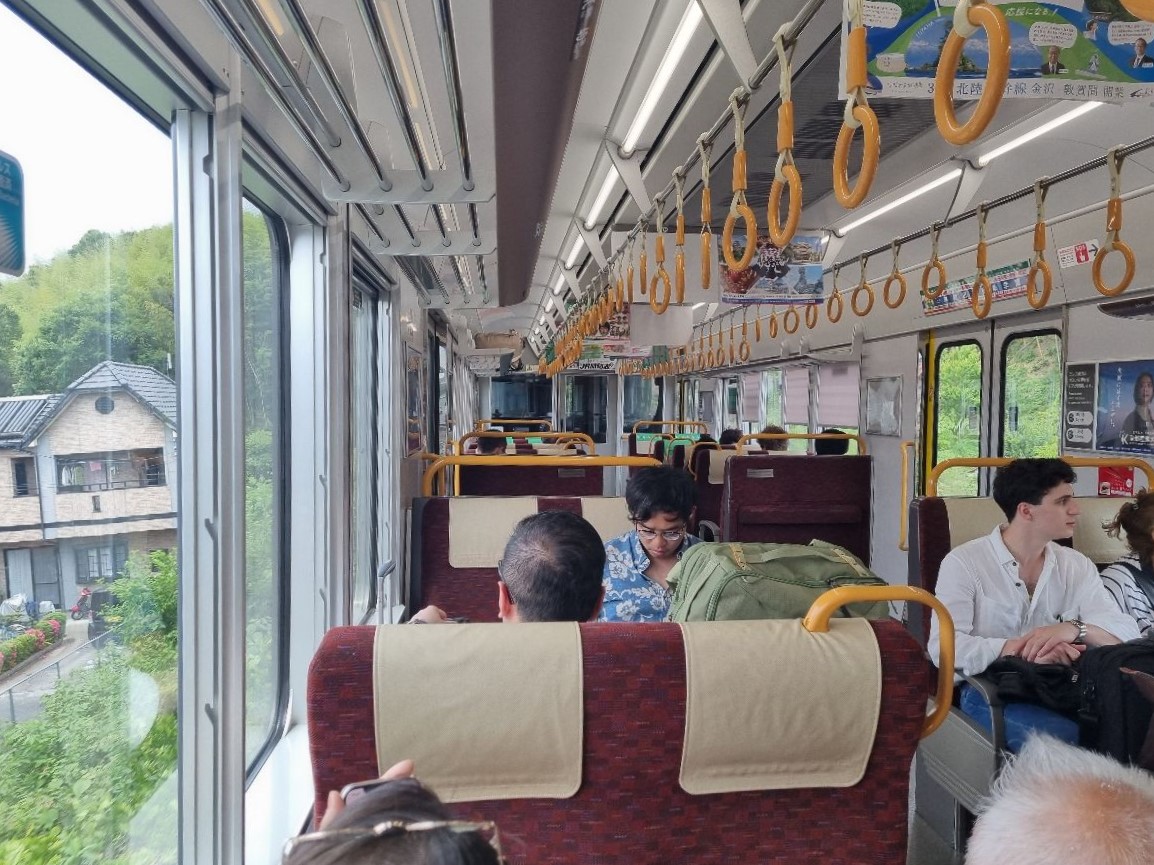 Catching a local train back to Hiroshima...