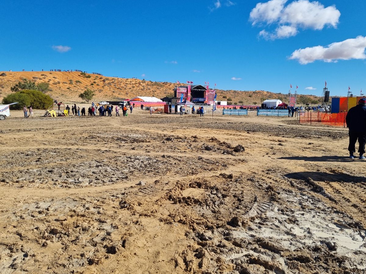 The rutted ground made walking dangerous.