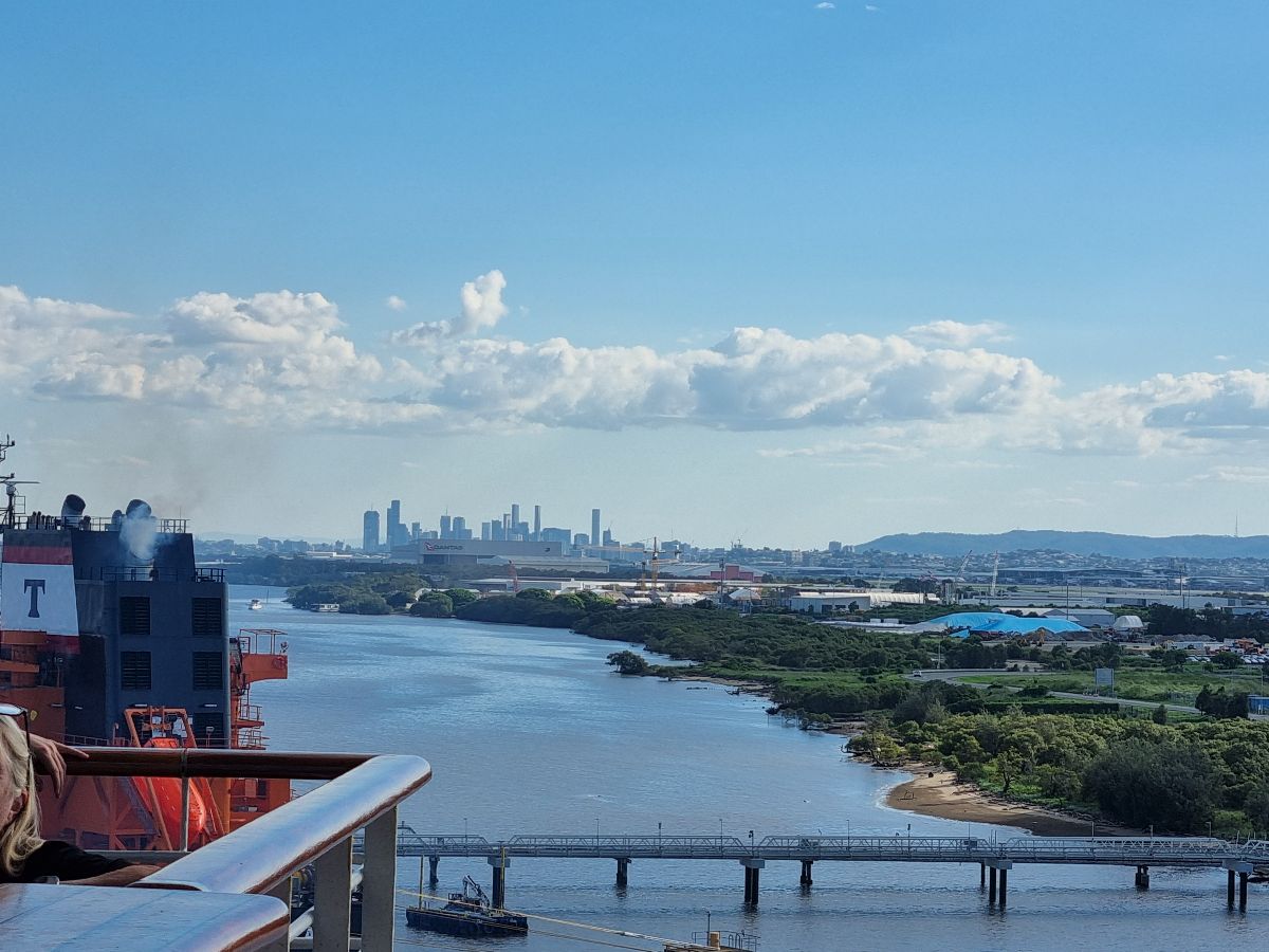 Sailing out of Brisbane on Carnival Encounter