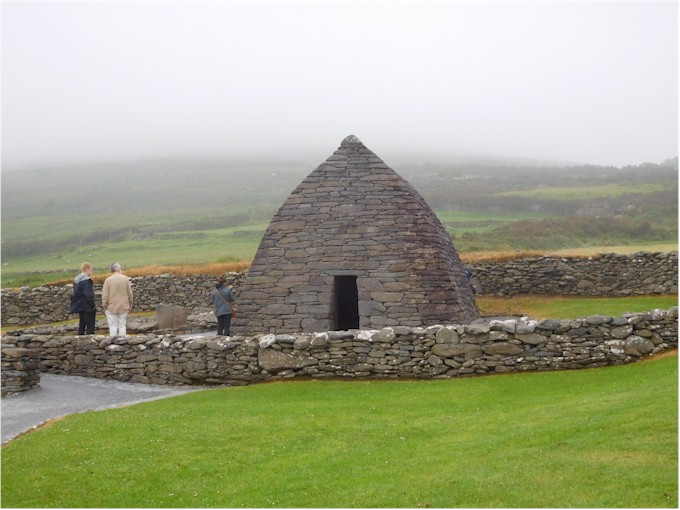 The Gallarus Oratory - the only perfect remaining example - built in 7th or 8th century.