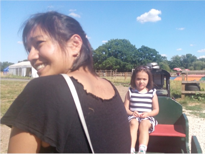 Jas and Rosie take in a miniature train ride.