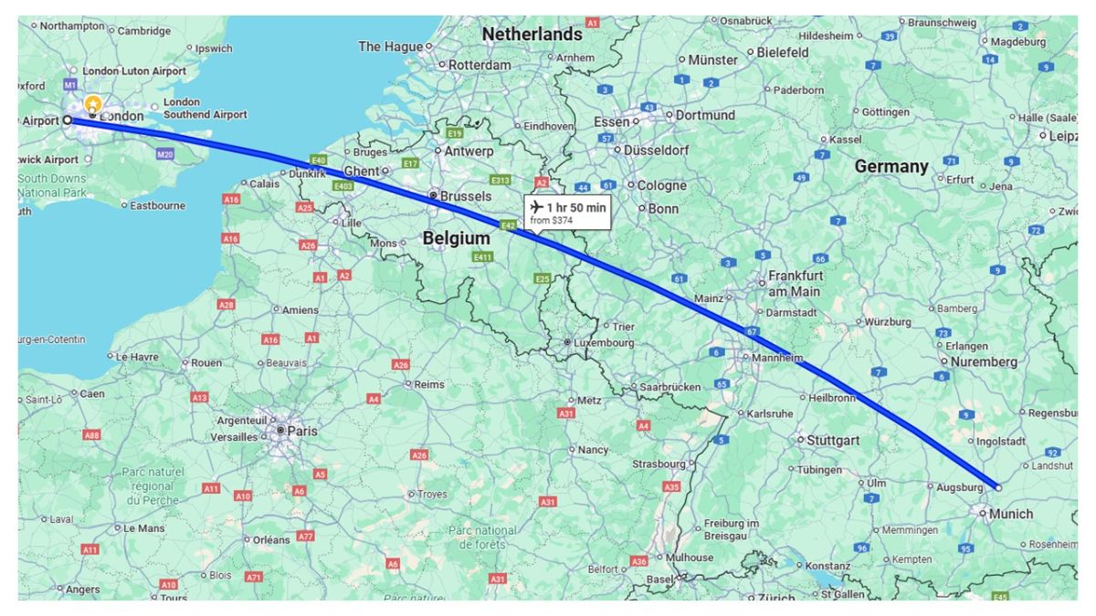 Flying to Munich, Germany