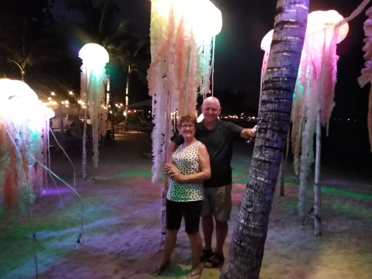 Roz & Kev at dinner Sanur Beach