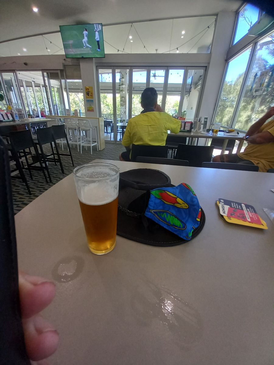 Another beer at Dicky Beach Surf Lifesaving Club.