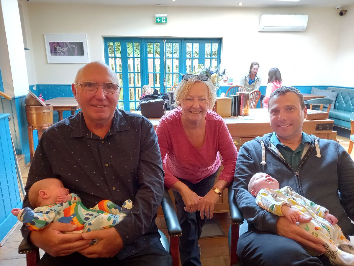 Charlotte's new twins, Esmé and Austin with Rob 