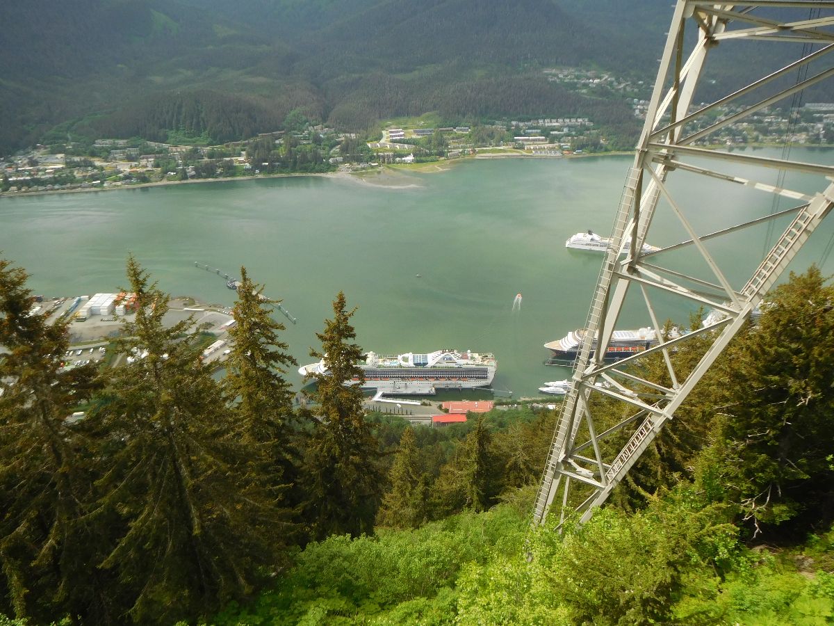 A tall tramway takes you to the top